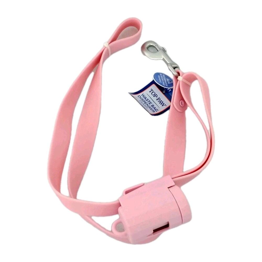 Top Paw Pink Waste bag Dispenser Leash 4 Ft. Silicone Waterproof NEW Dog Walking